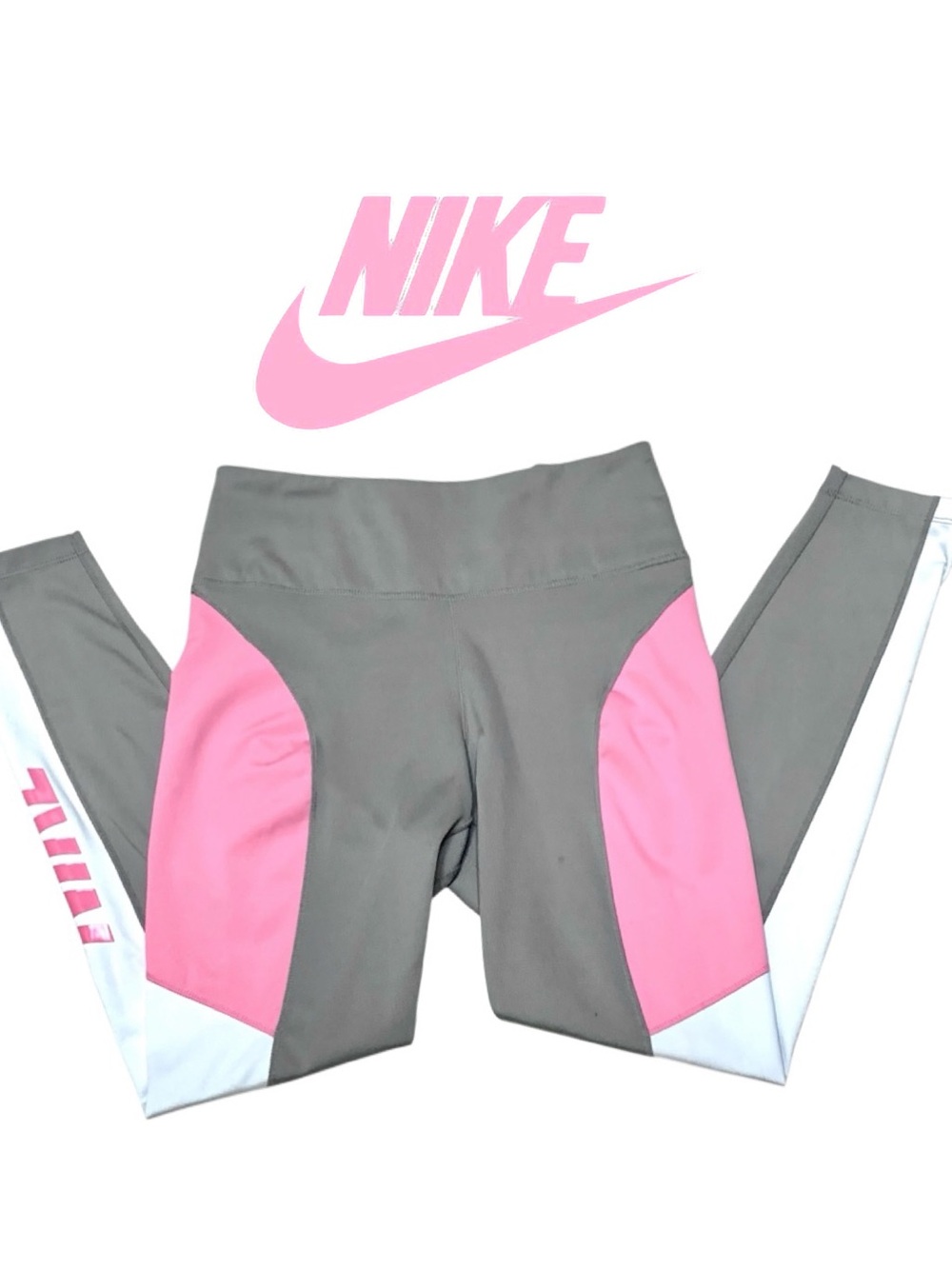 Nike One Women's Mid-Rise 7/8 Color-Block Logo Leggings Size Small New